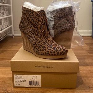 Lucky Brand Leopard Wedge Bootie LK-Taheeti